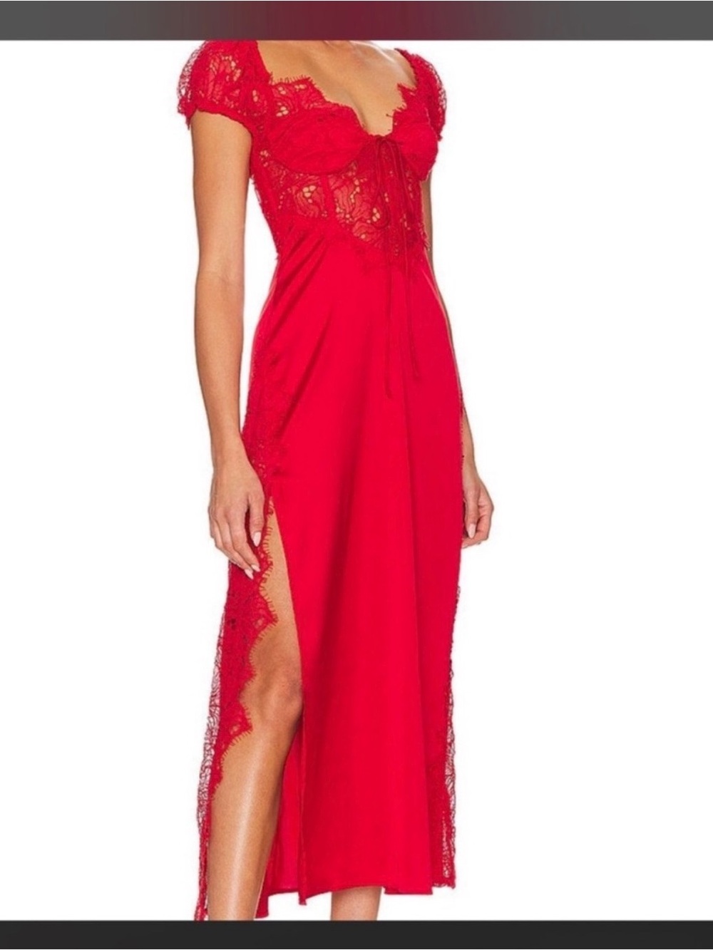 For Love & Lemons Casey Midi Dress RED - Picture 7 of 9